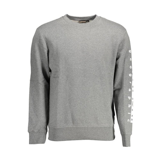 Napapijri Gray Cotton Men Sweater Napapijri Dark Gray