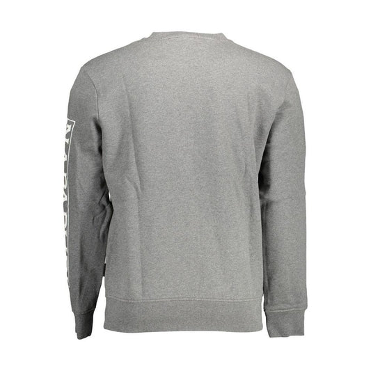 Napapijri Gray Cotton Men Sweater Napapijri Dark Gray