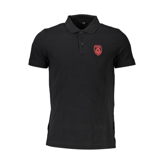 Cavalli Class Black Cotton Men Polo Shirt Cavalli Class Black