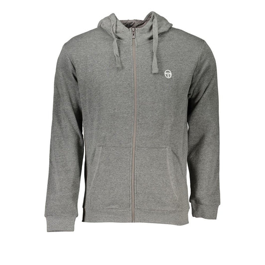 Sergio Tacchini Gray Cotton Men Hooded Sweater Sergio Tacchini Slate Gray
