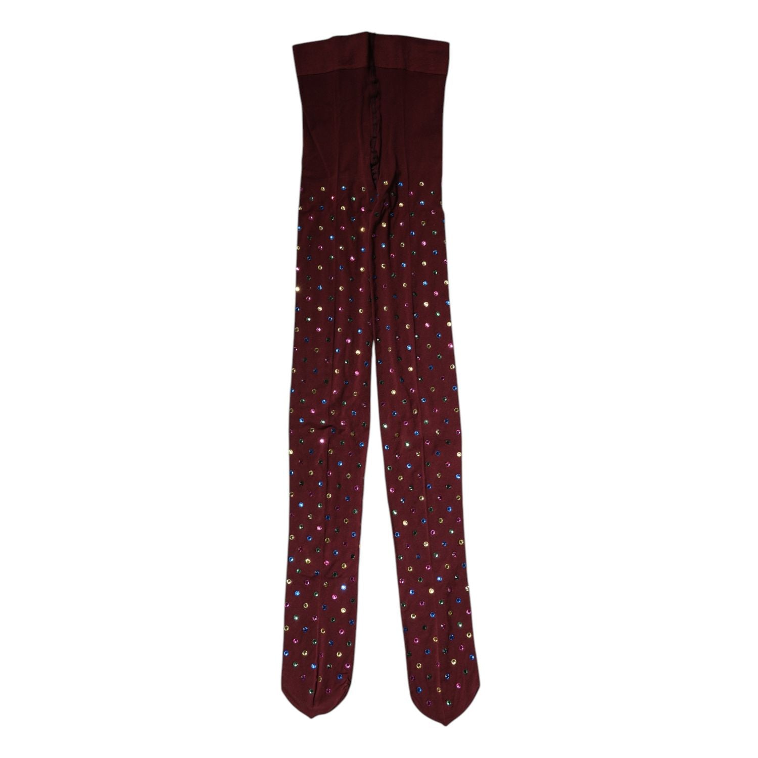 Dolce & Gabbana Maroon Nylon Crystal Embellished Pantyhose Tights