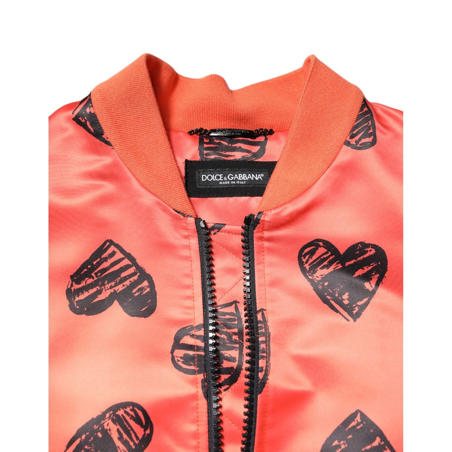 Dolce & Gabbana Orange DG Heart Full Zip Men Bomber Jacket