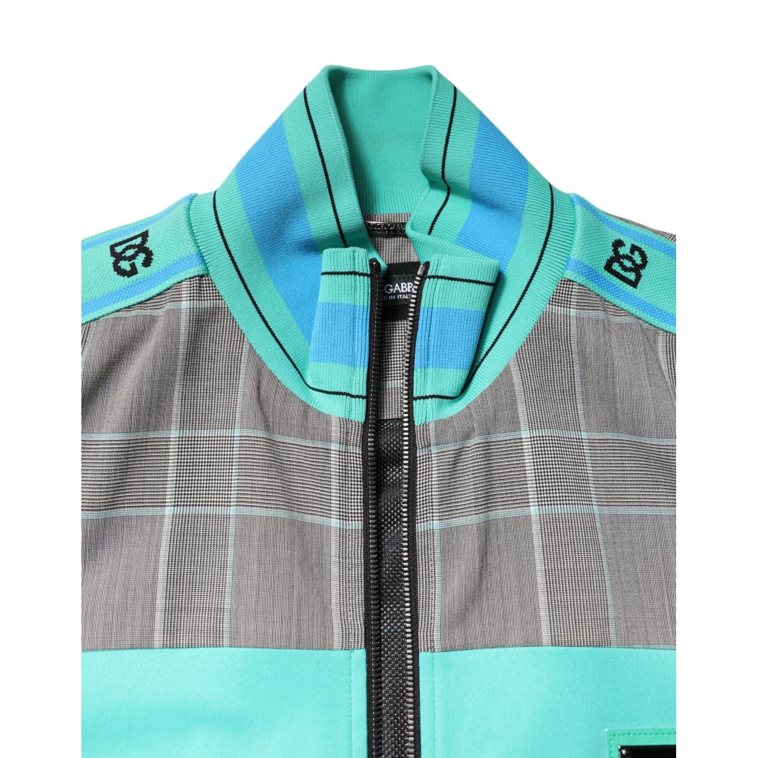 Dolce & Gabbana Multicolor Plaid Full Zip Windbreaker Jacket