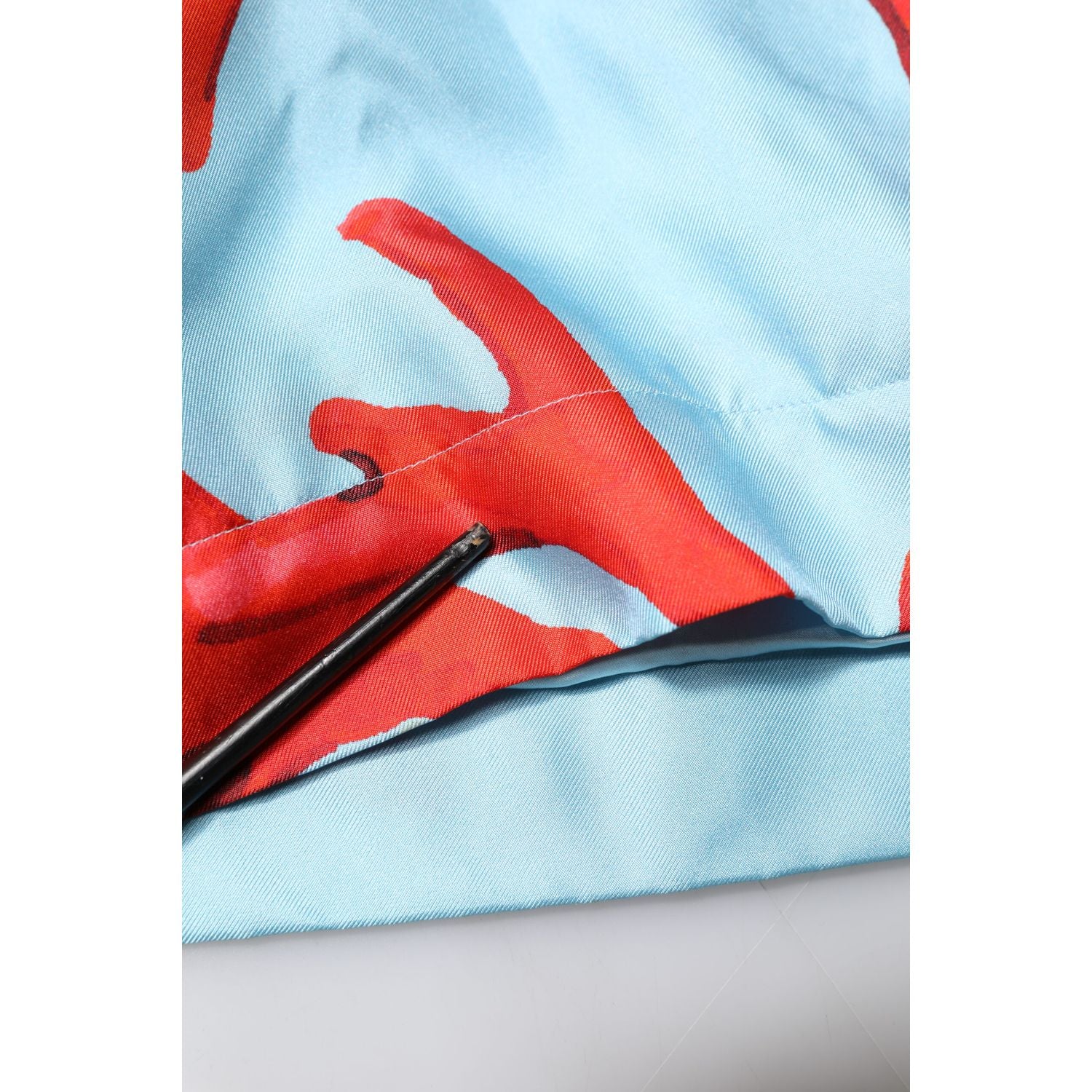 Dolce & Gabbana Blue Red Coral Print Wrap Robe Coat Jacket