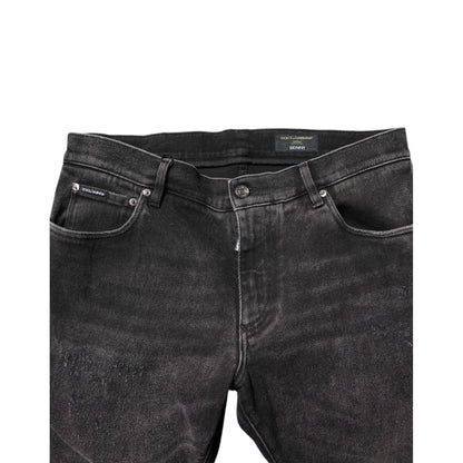 Dolce & Gabbana Gray Washed Cotton Skinny Denim Jeans