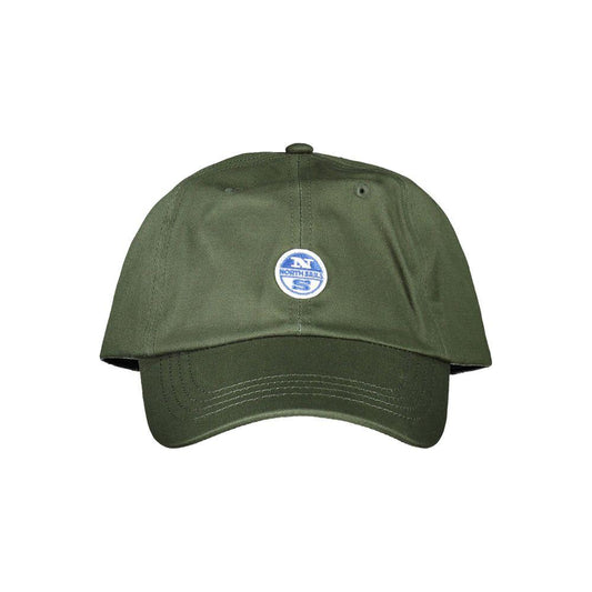 North Sails green cotton men's cap with logo and visor, perfect for casual wear and sun protection.