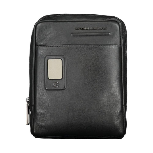 Piquadro Elegant Black Leather Shoulder Bag Piquadro Dark Slate Gray