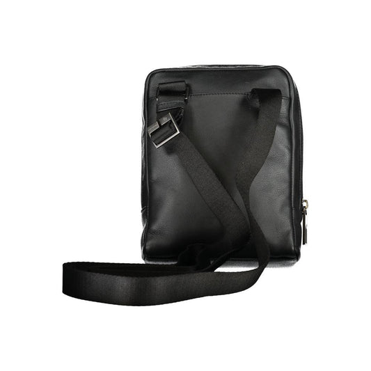 Piquadro Elegant Black Leather Shoulder Bag Piquadro Dark Slate Gray