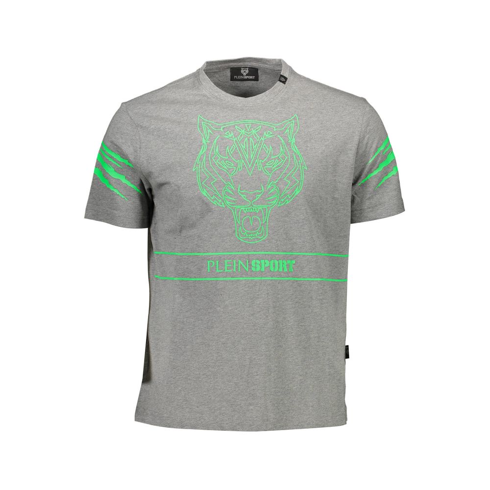 Plein Sport Brown Cotton Men T-Shirt with bold print and contrasting details