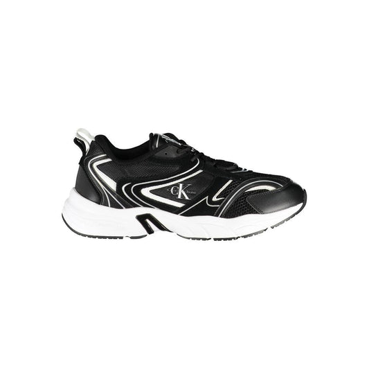 Calvin Klein Sleek Black Lace-Up Sneakers with Contrast Details Calvin Klein White Smoke
