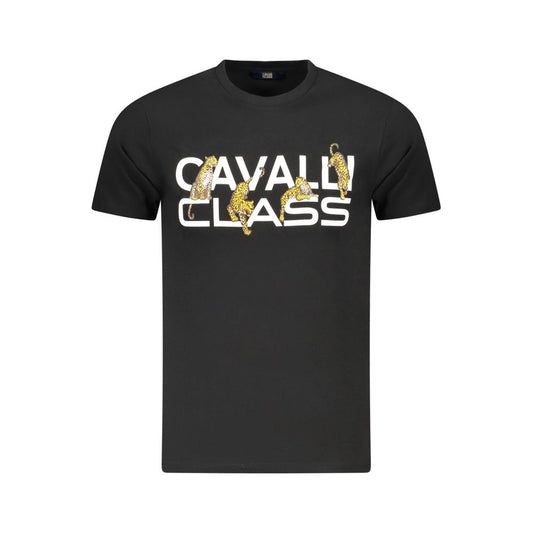 Cavalli Class Black Cotton Men T-Shirt Cavalli Class Dark Slate Gray