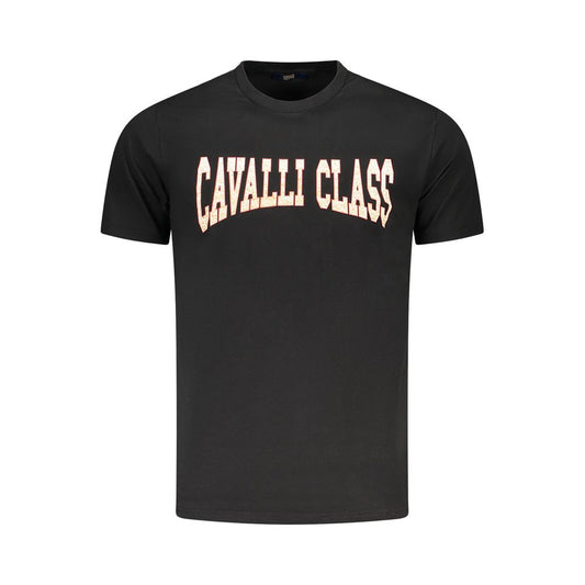 Cavalli Class Black Cotton Men T-Shirt Cavalli Class Dark Slate Gray