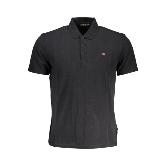 Napapijri Black Cotton Men Polo Shirt Napapijri Dark Slate Gray