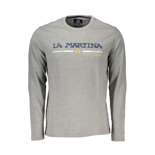 La Martina Gray Cotton Men T-Shirt