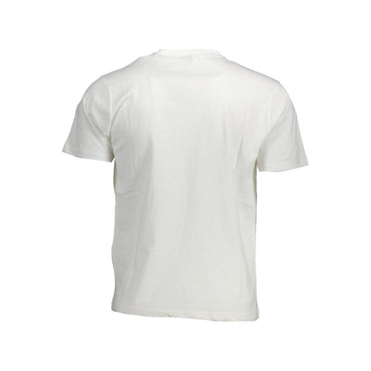 Back view of North Sails white cotton men's t-shirt showcasing its casual and comfortable design for trendsetters.