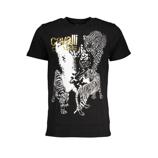 Cavalli Class Black Cotton T-Shirt Cavalli Class Black