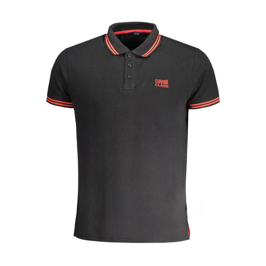 Cavalli Class Black Cotton Polo Shirt Cavalli Class Dark Slate Gray