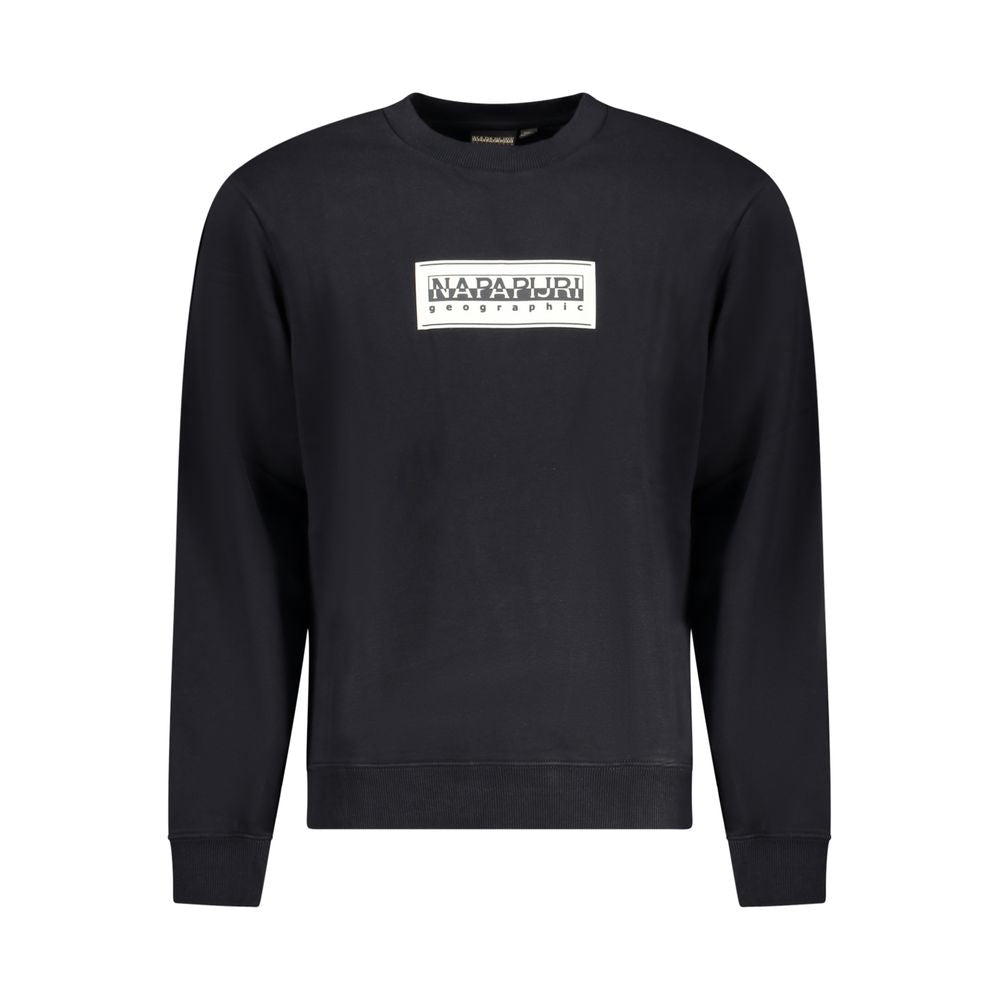Napapijri Black Cotton Men Sweater featuring a sleek black design and iconic logo for modern sophistication.