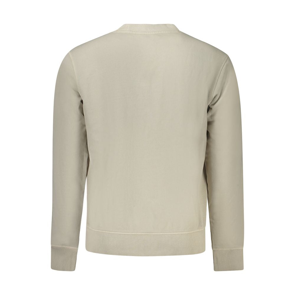 Back view of Hugo Boss Beige Cotton Men Sweater showcasing sleek design and comfort.
