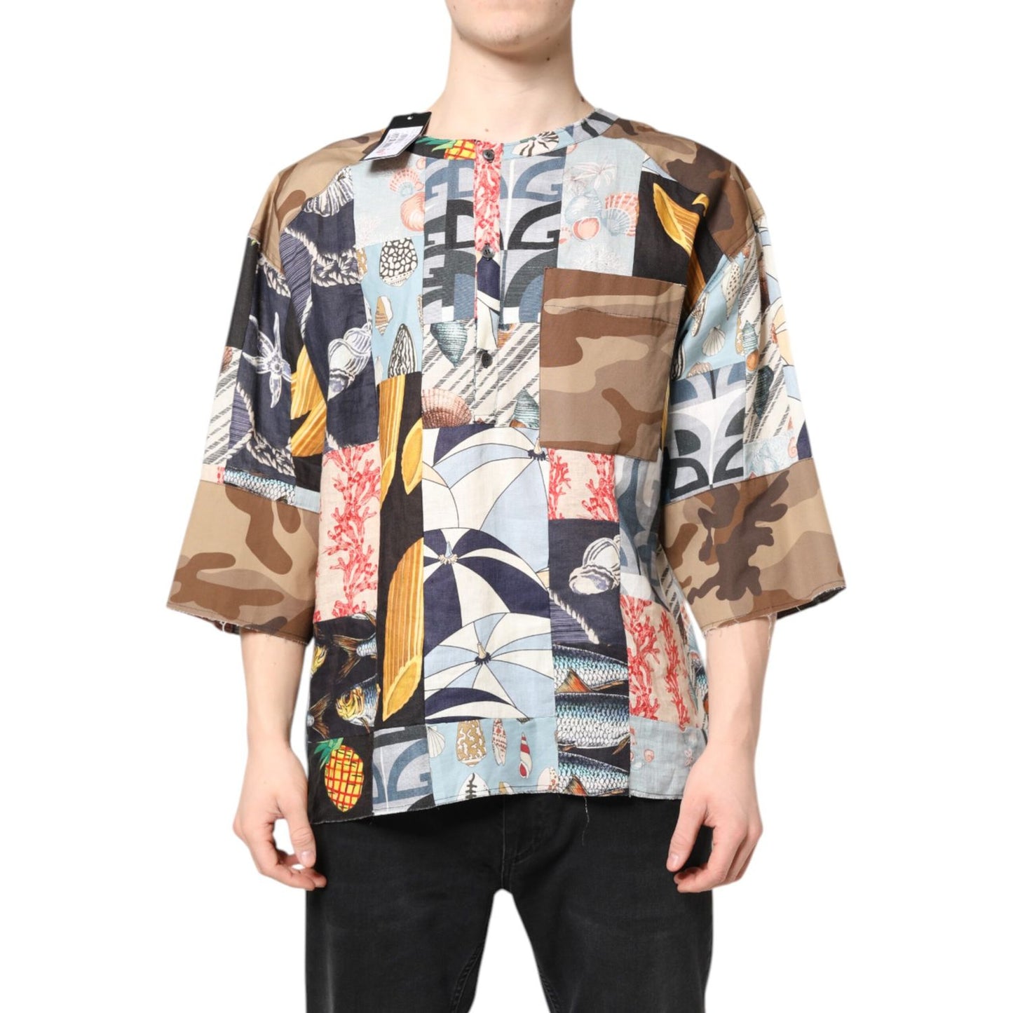 Dolce & Gabbana Multicolor Patchwork Short Sleeves Shirt