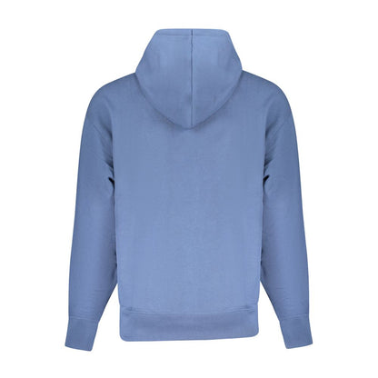 Back view of Hugo Boss Blue Cotton Men Sweater, hooded design with sleek look, ideal for casual luxury and comfort.