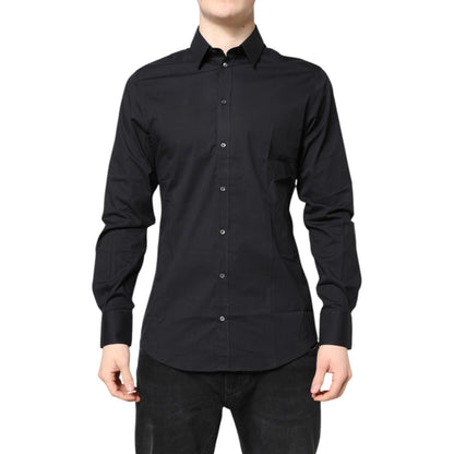 Dolce & Gabbana Black GOLD Cotton Long Sleeves Dress Shirt