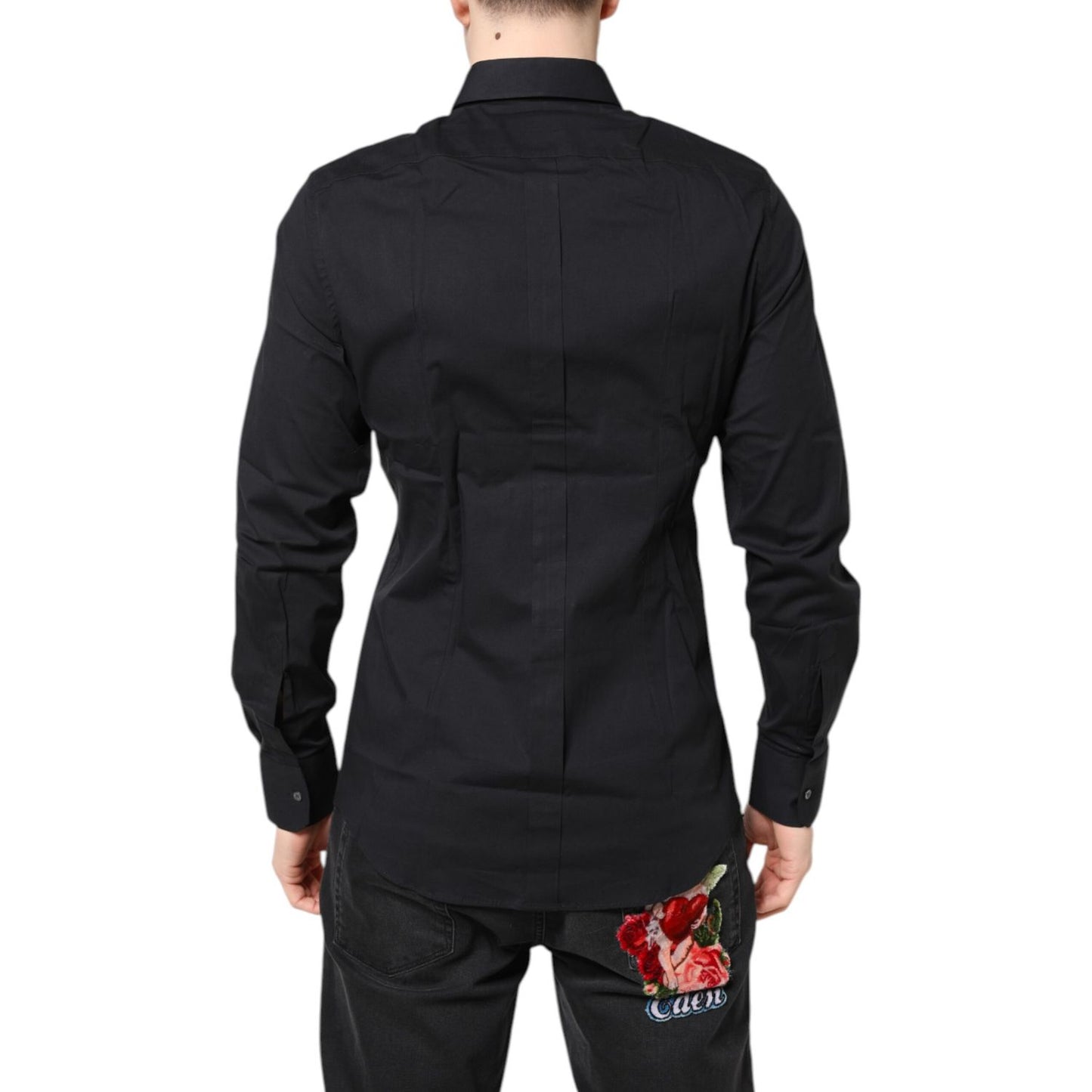 Dolce & Gabbana Black GOLD Cotton Long Sleeves Dress Shirt