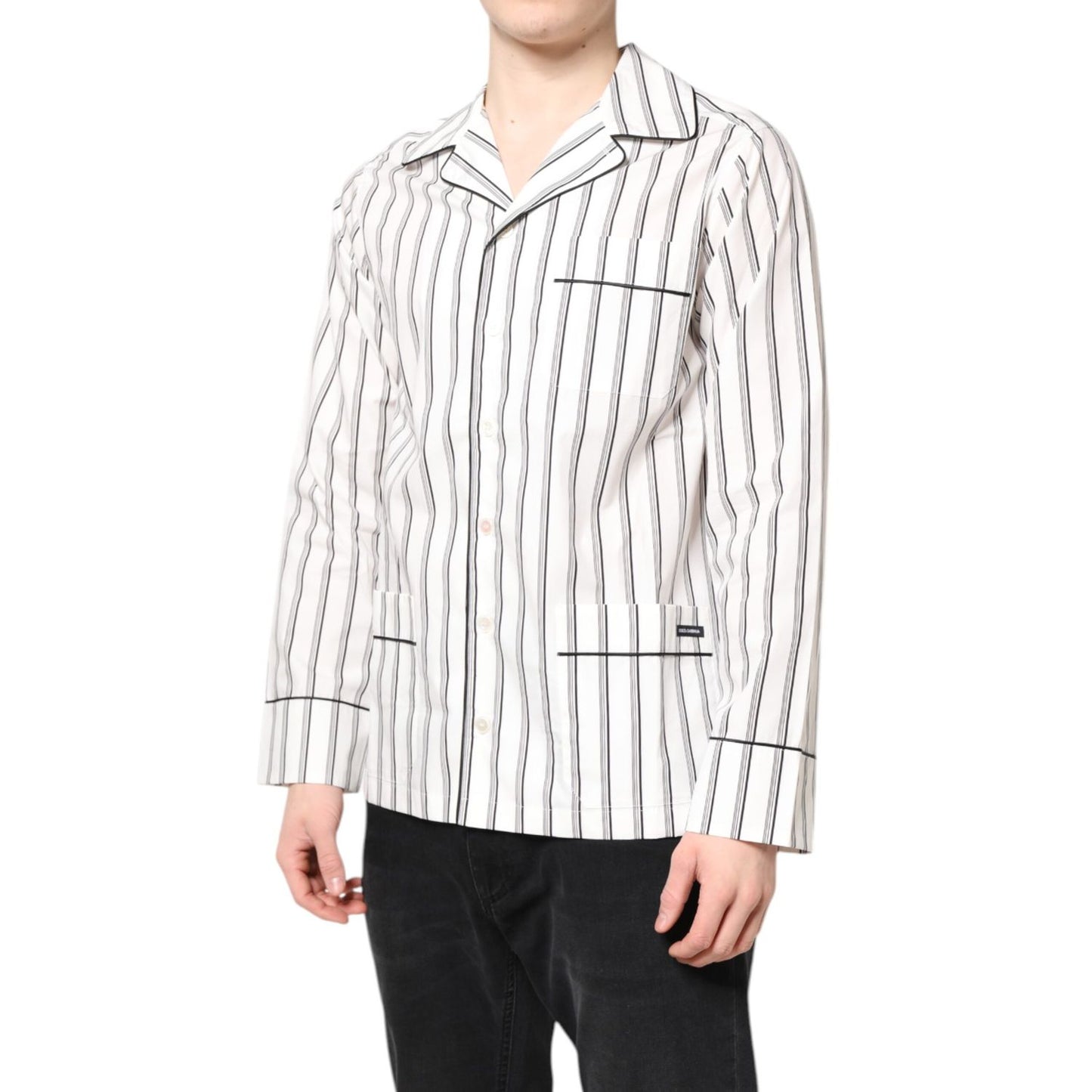 Dolce & Gabbana White Stripes Lounge Pajama Sleepwear Shirt