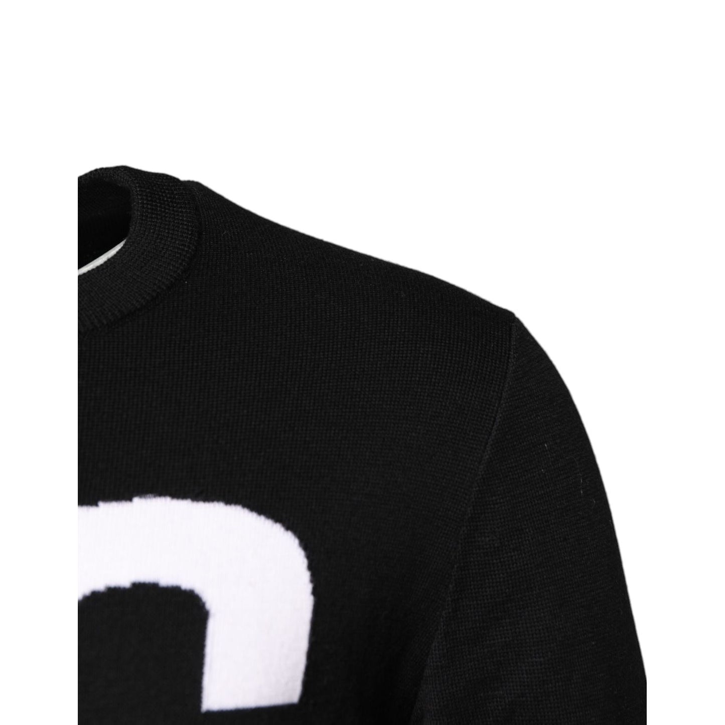 Dolce & Gabbana Black White Knit Logo Print Pullover Sweater