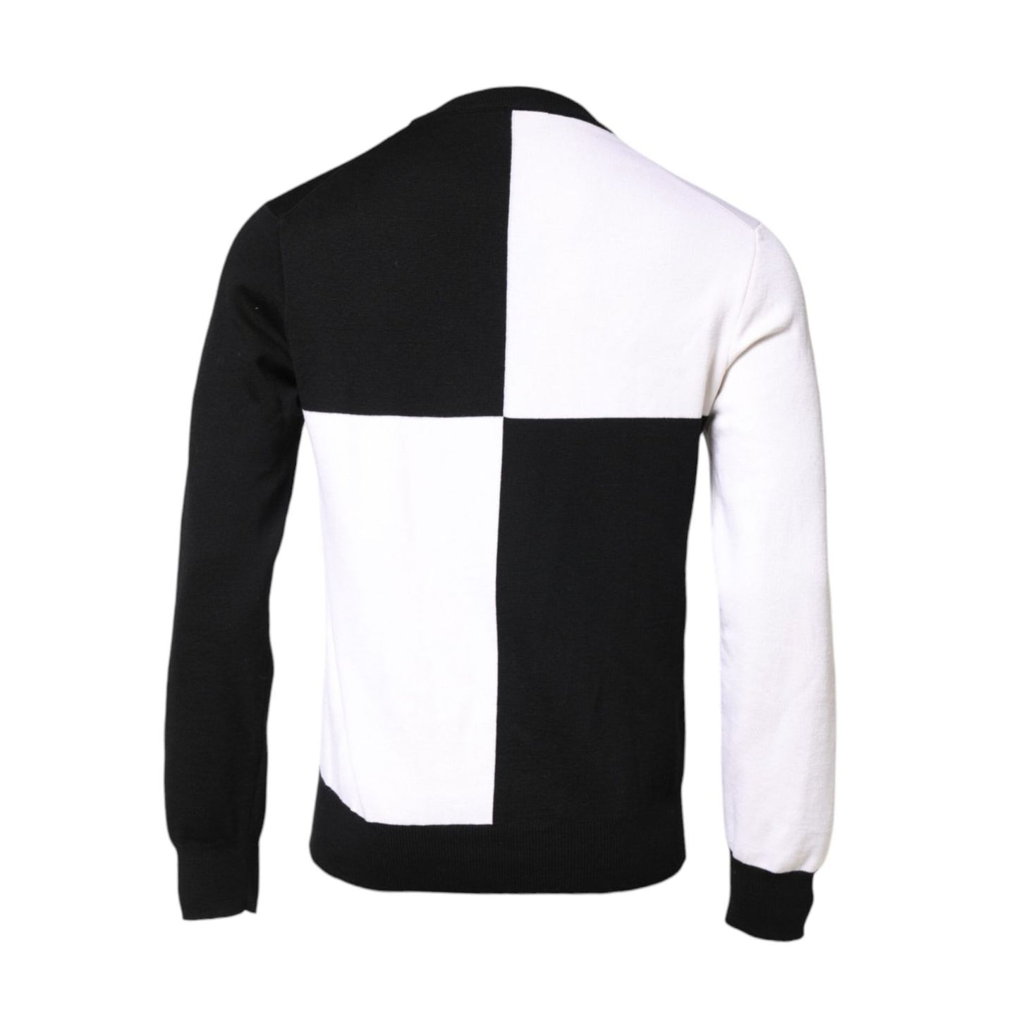 Dolce & Gabbana Black White Knit Logo Print Pullover Sweater