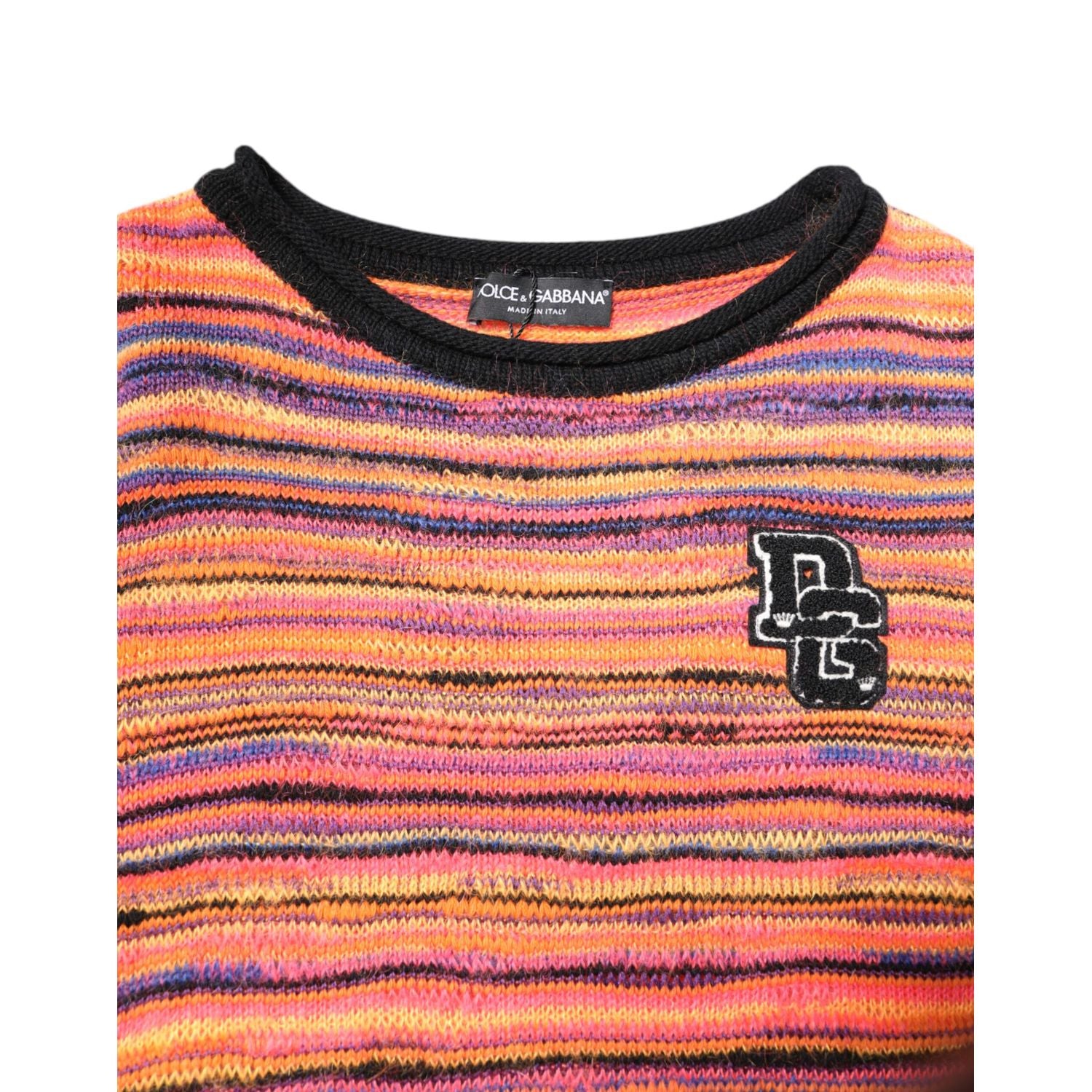 Dolce & Gabbana Multicolor Wool DGLogo Knit Pullover Sweater