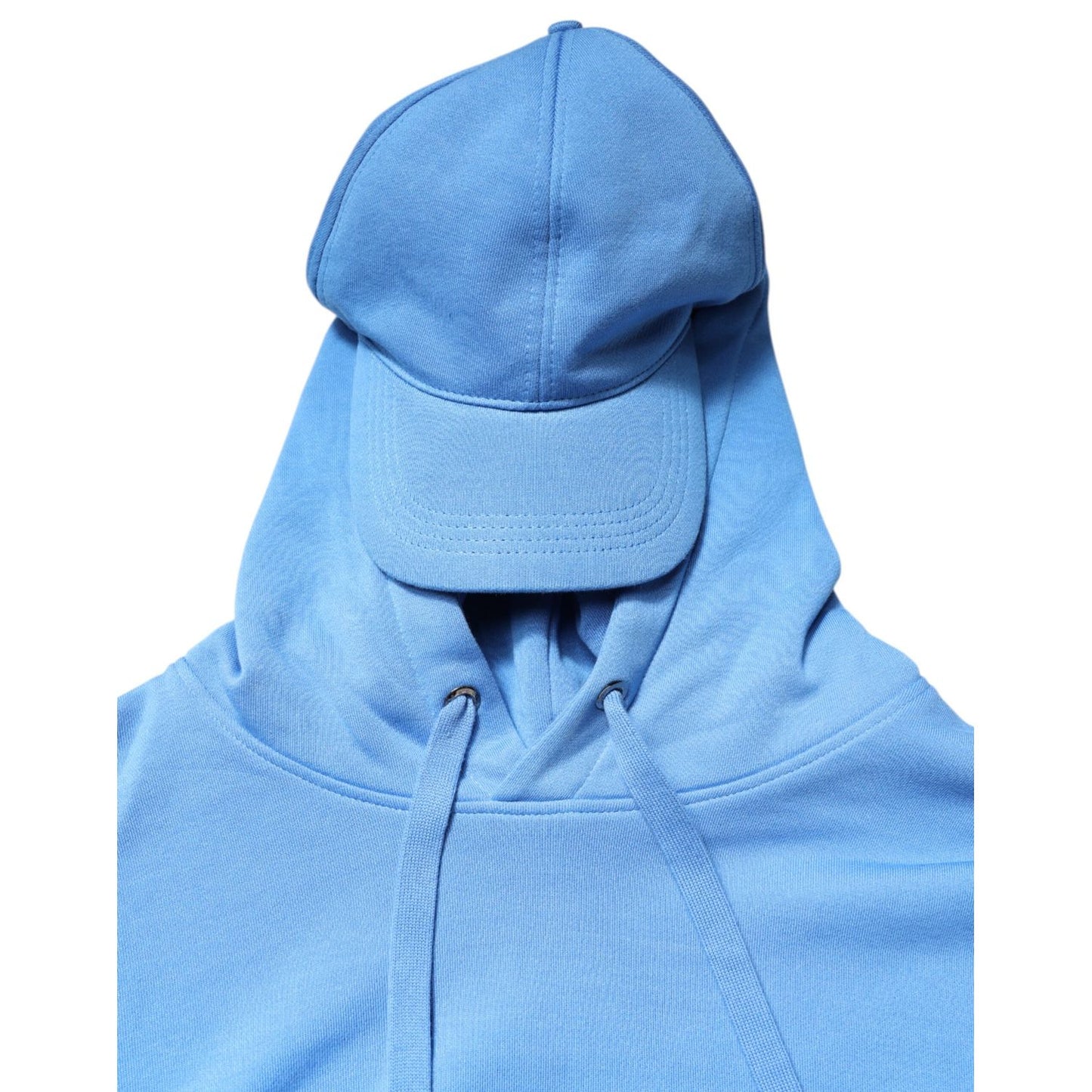 Dolce & Gabbana Blue Cotton Hooded Men Sportswear Vest Sweater