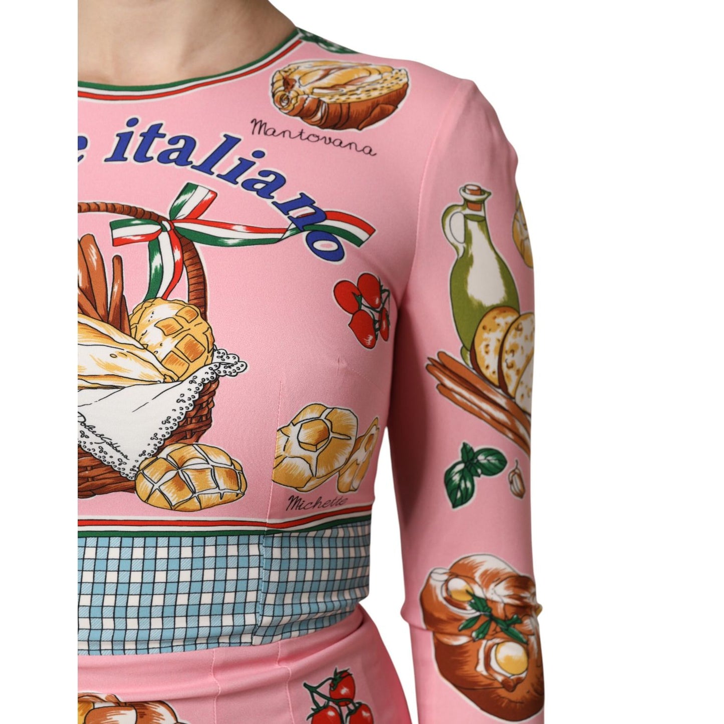 Dolce & Gabbana Pink Pastry Print Bodycon Sheath Midi Dress