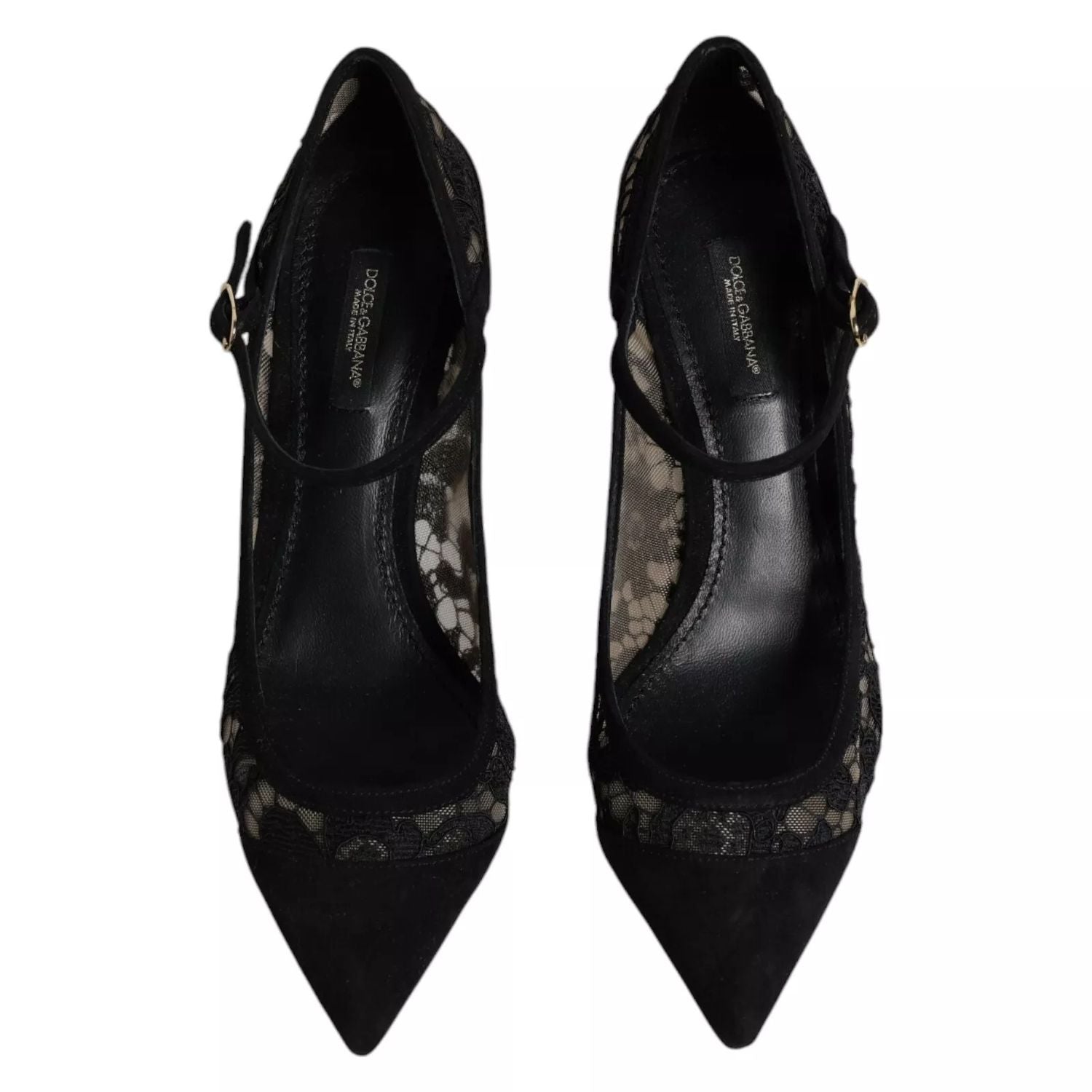 Dolce & Gabbana Black Mary Jane Taormina Lace Pumps Shoes