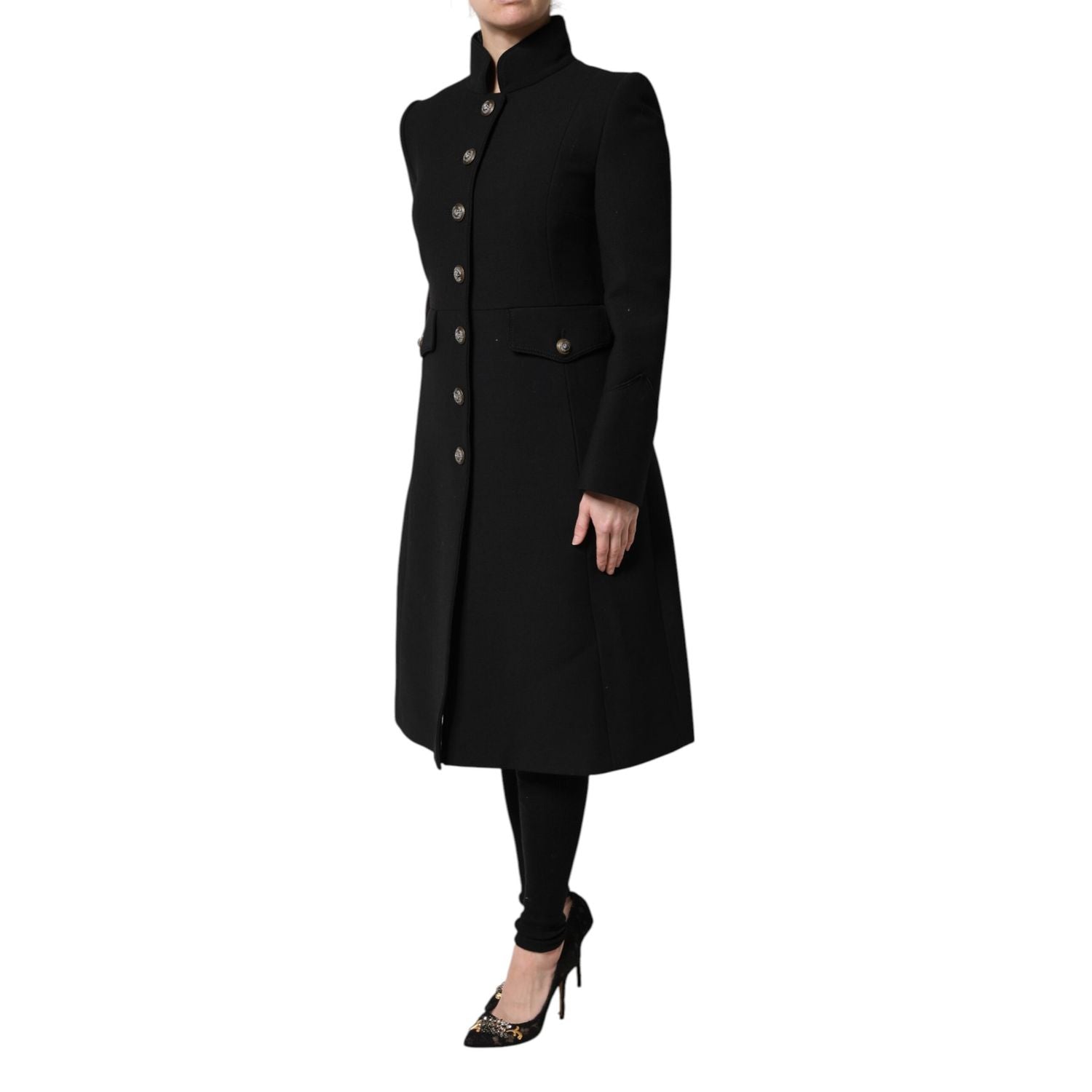 Dolce & Gabbana Black Wool Single Breasted Trench Coat Jacket