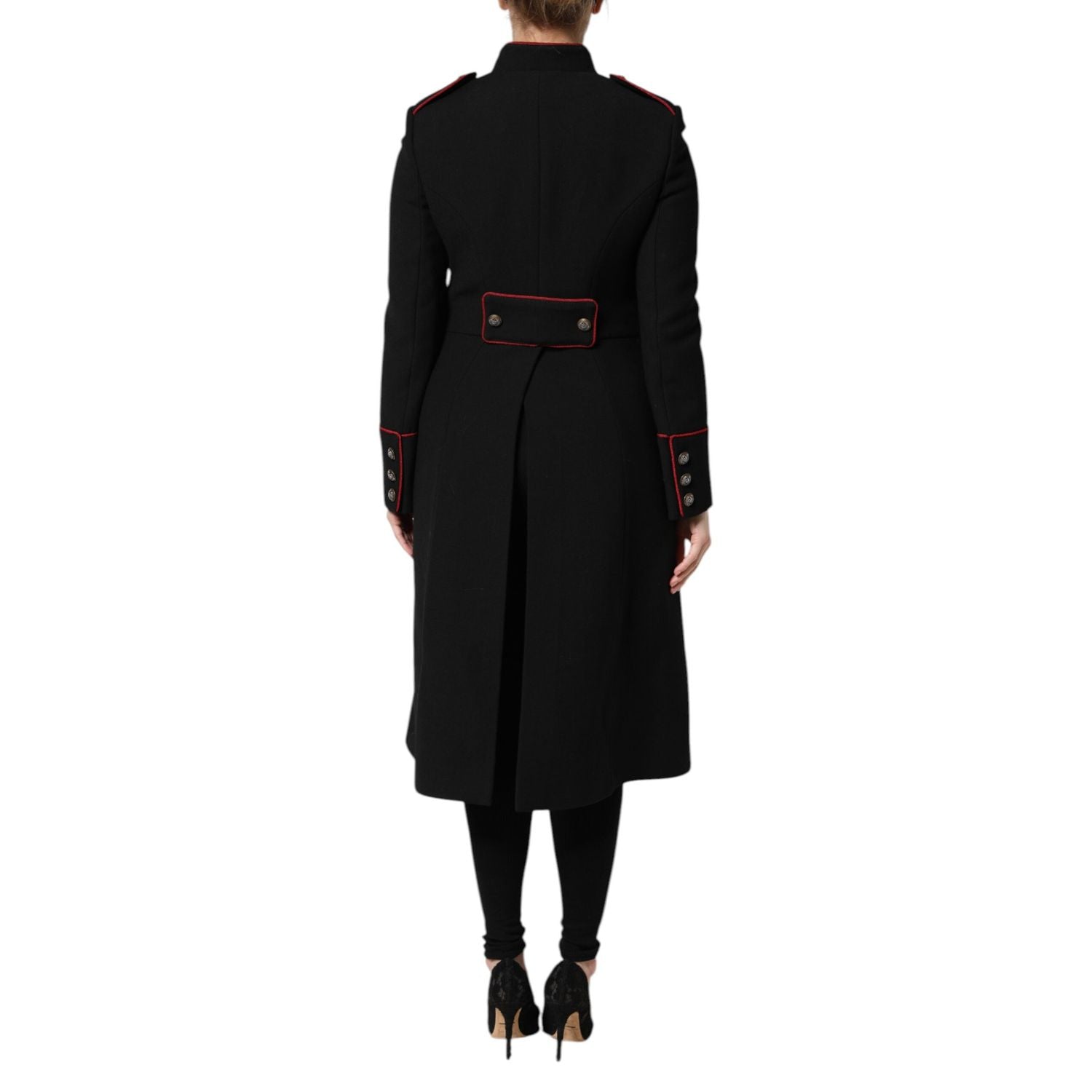 Dolce & Gabbana Black Wool Single Breasted Trench Coat Jacket
