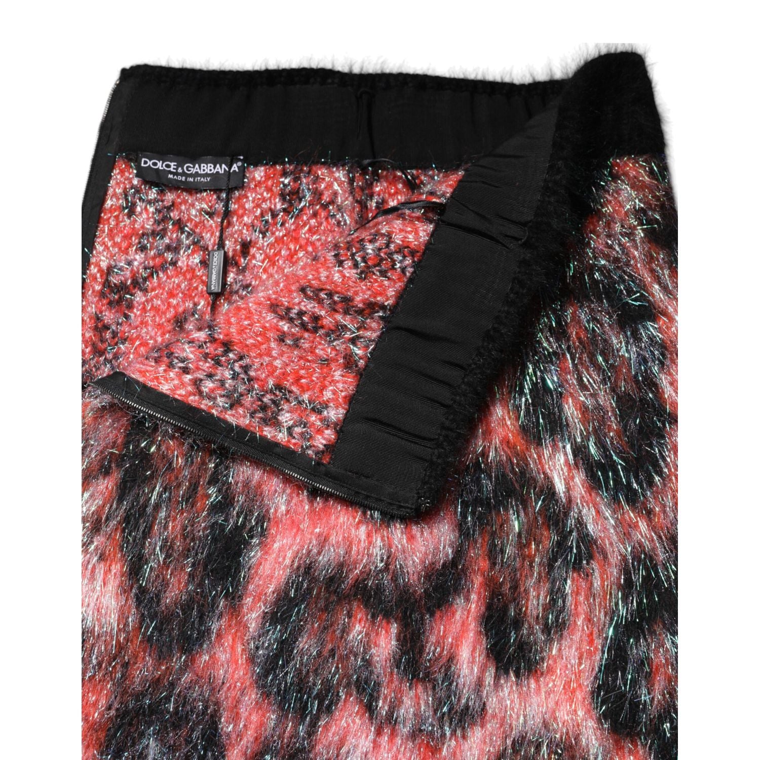 Dolce & Gabbana Multicolor Plush High Waist Mini Skirt