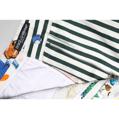 Dolce & Gabbana Multicolor Majolica Print High Waist Shorts