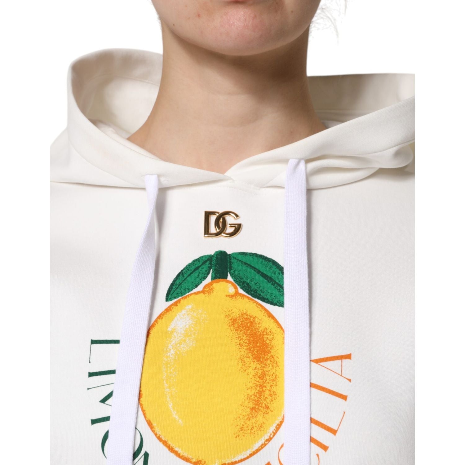 Dolce & Gabbana Ivory Cotton Printed Hooded Pullover Sweater