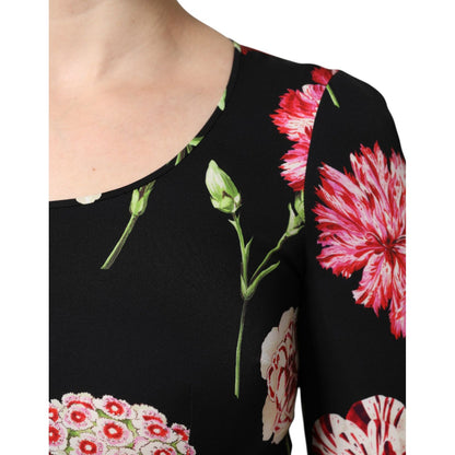 Dolce & Gabbana Black Floral Long Sleeve Women Blouse Top