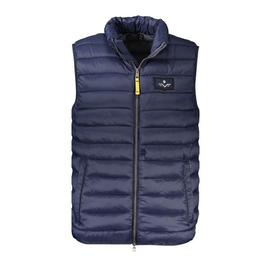 Armata Di Mare blue polyamide men's sleeveless jacket with zip closure, featuring two external pockets for nautical style and practicality.