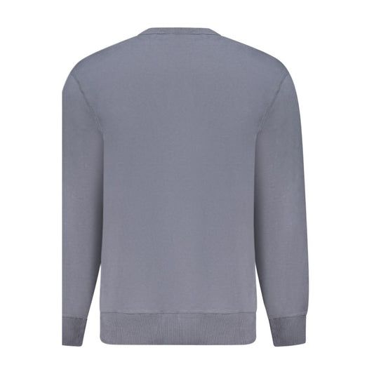 Calvin Klein Blue Cotton Men's Sweater showcasing back view with elegant brushed texture and crew neck design.