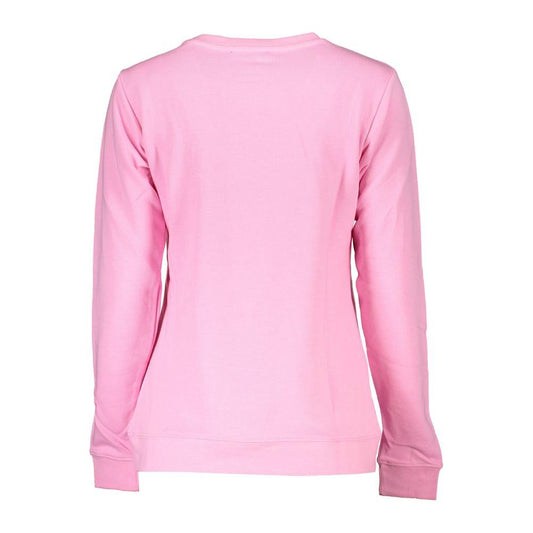 Cavalli Class Pink Cotton SweaterLONG SLEEVED SWEATSHIRT, BRUSHED, CREW NECK, RHINESTONE, LOGO