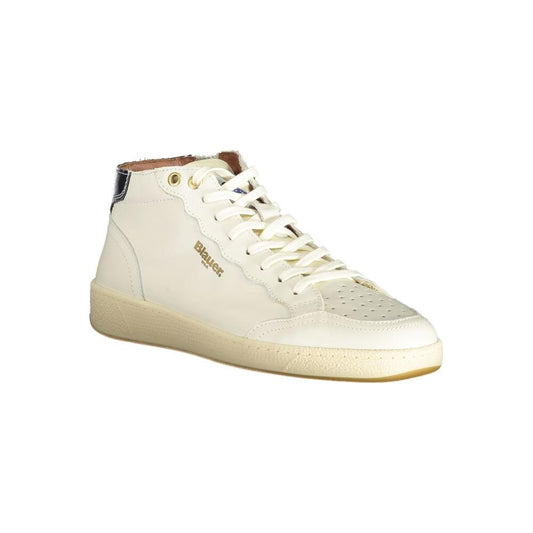 Blauer White Leather Men Sneaker