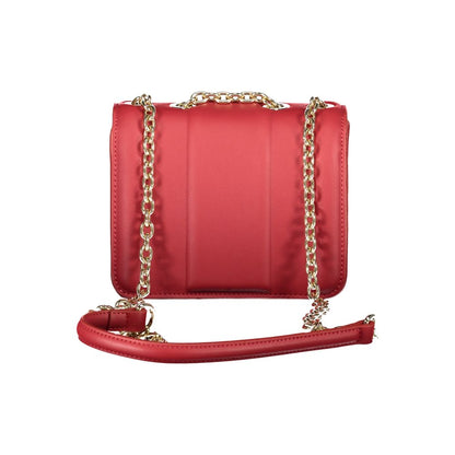 Mario Valentino Red Polyethylene Women Handbag with gold chain strap, offering a bold fashion statement for any occasion.