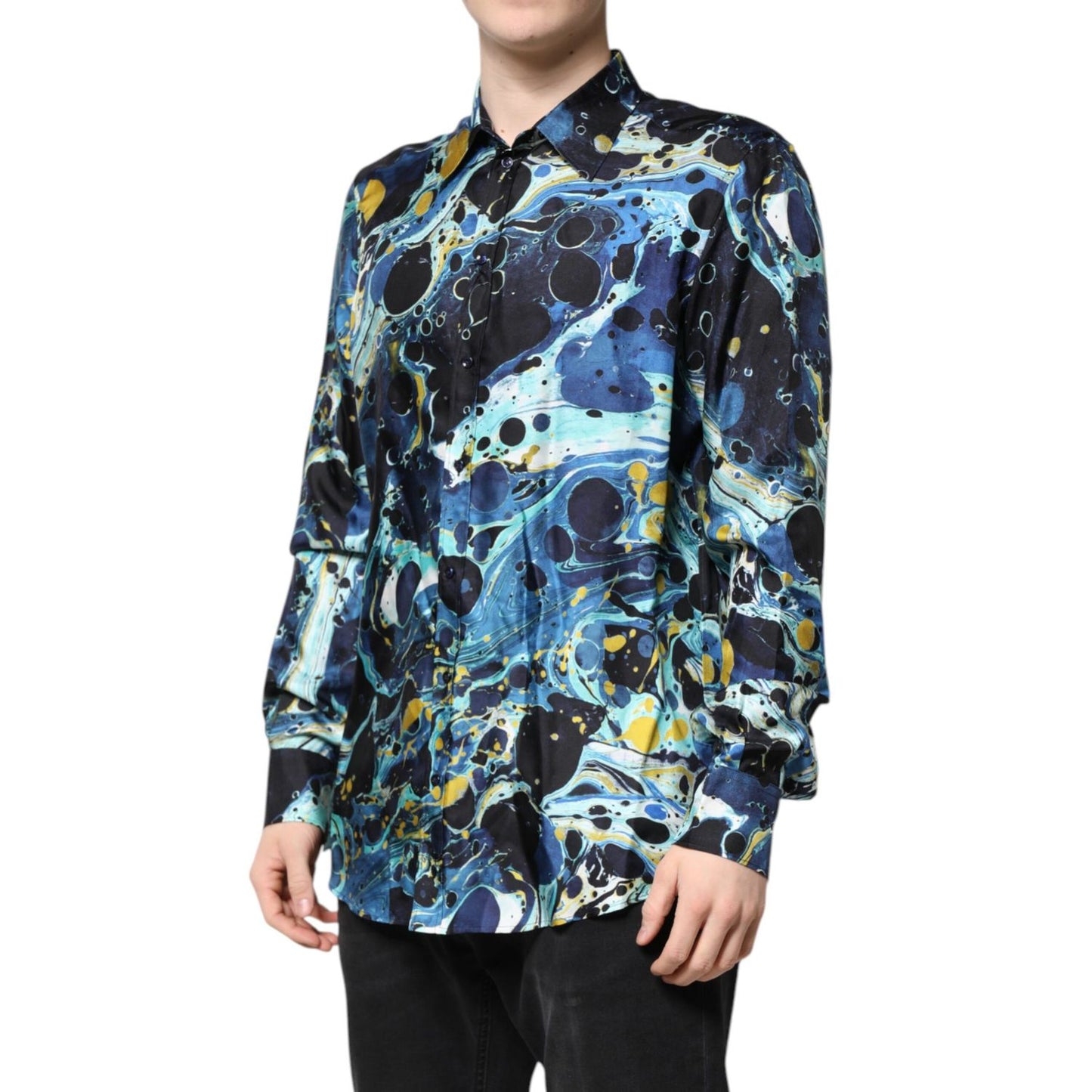 Dolce & Gabbana Multicolor Marble Print MARTINI Dress Shirt