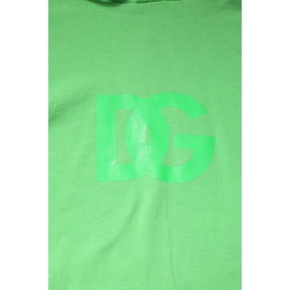 Dolce & Gabbana Green Cotton DG Logo Print Hooded Sweater