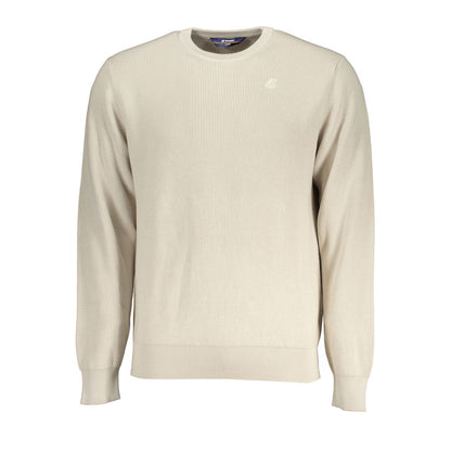 K-WAY Beige Crew Neck Cotton Sweater with Logo Detail for chic casual style