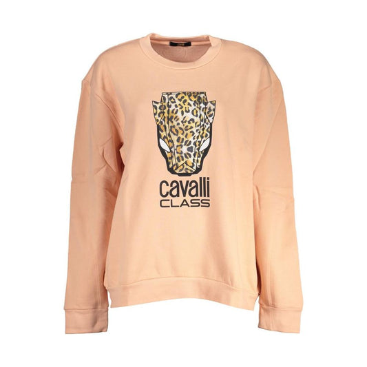 Cavalli Class Elegant Pink Fleece Crew Neck SweaterWrap yourself in the comfort of this chic Cavalli Class long-sleeved sweatshirt. Perfect for layering, this cozy fleece piece features a stylish print and the brand’s signature logo, making it a must-have