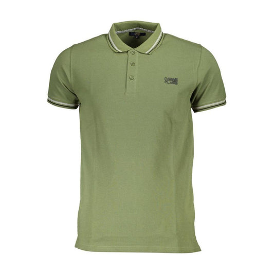 Cavalli Class Green Cotton Men Polo Shirt